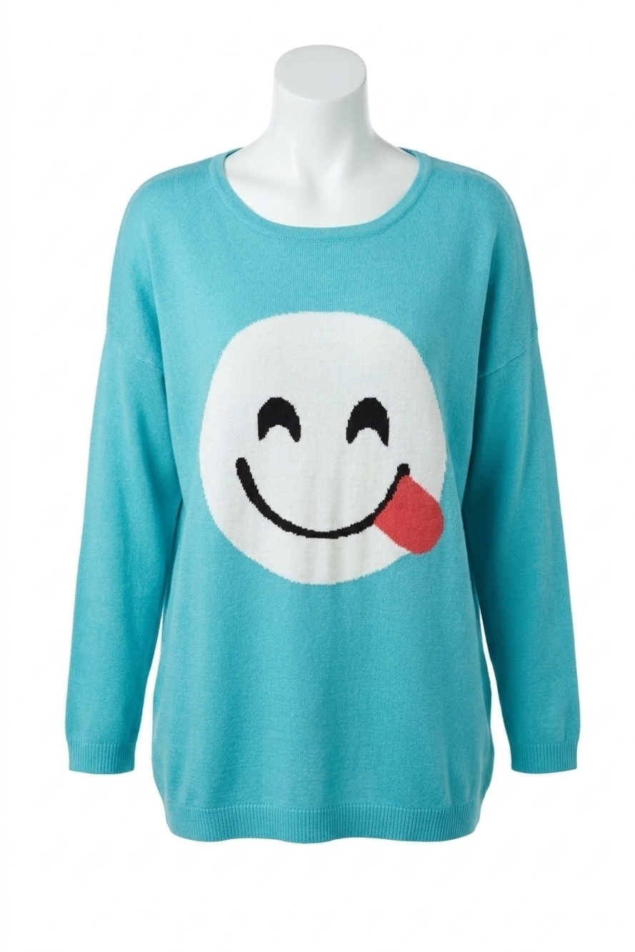 NEW ANGEL all smiles emoji top in turquoise
